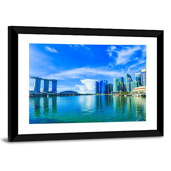 Financial District Buildings Singapore Canvas Wall Art-1 Piece-Framed Print-20" x 16"-Tiaracle