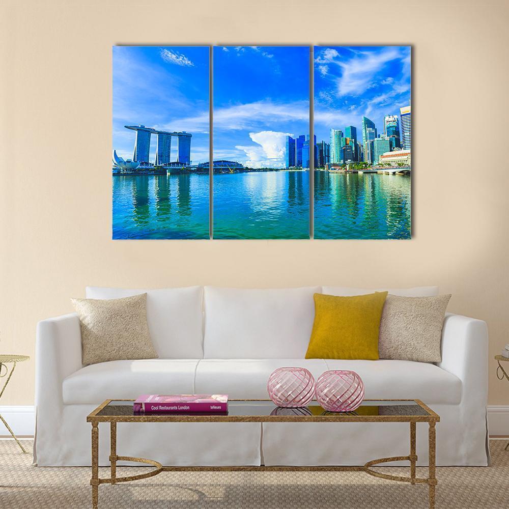 Financial District Buildings Singapore Canvas Wall Art-3 Horizontal-Gallery Wrap-37" x 24"-Tiaracle