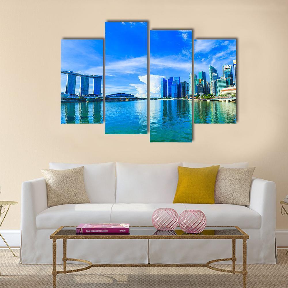 Financial District Buildings Singapore Canvas Wall Art-4 Pop-Gallery Wrap-50" x 32"-Tiaracle