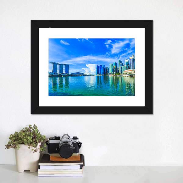 Financial District Buildings Singapore Canvas Wall Art-1 Piece-Framed Print-20" x 16"-Tiaracle