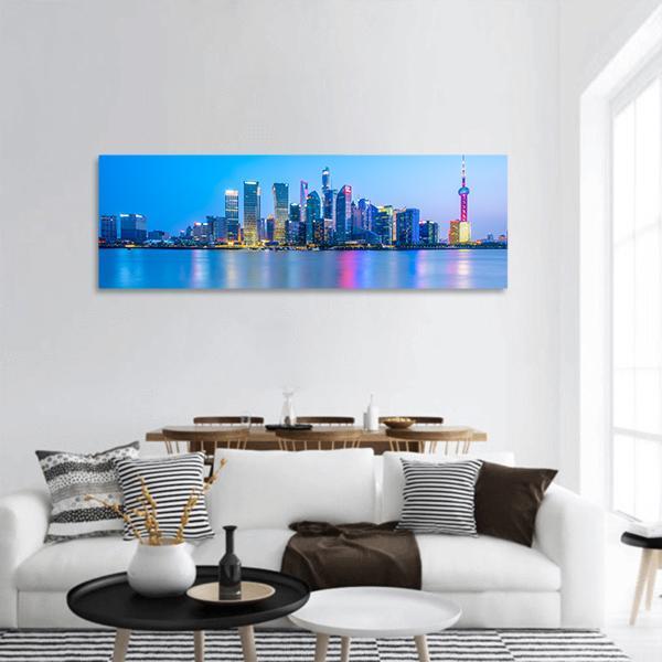 Lujiazui Skyline China Panoramic Canvas Wall Art-1 Piece-36" x 12"-Tiaracle