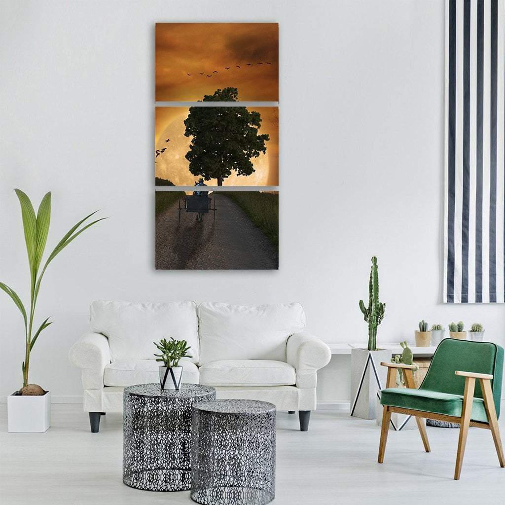 Fine Art With Fine Moon Vertical Canvas Wall Art-3 Vertical-Gallery Wrap-12" x 25"-Tiaracle