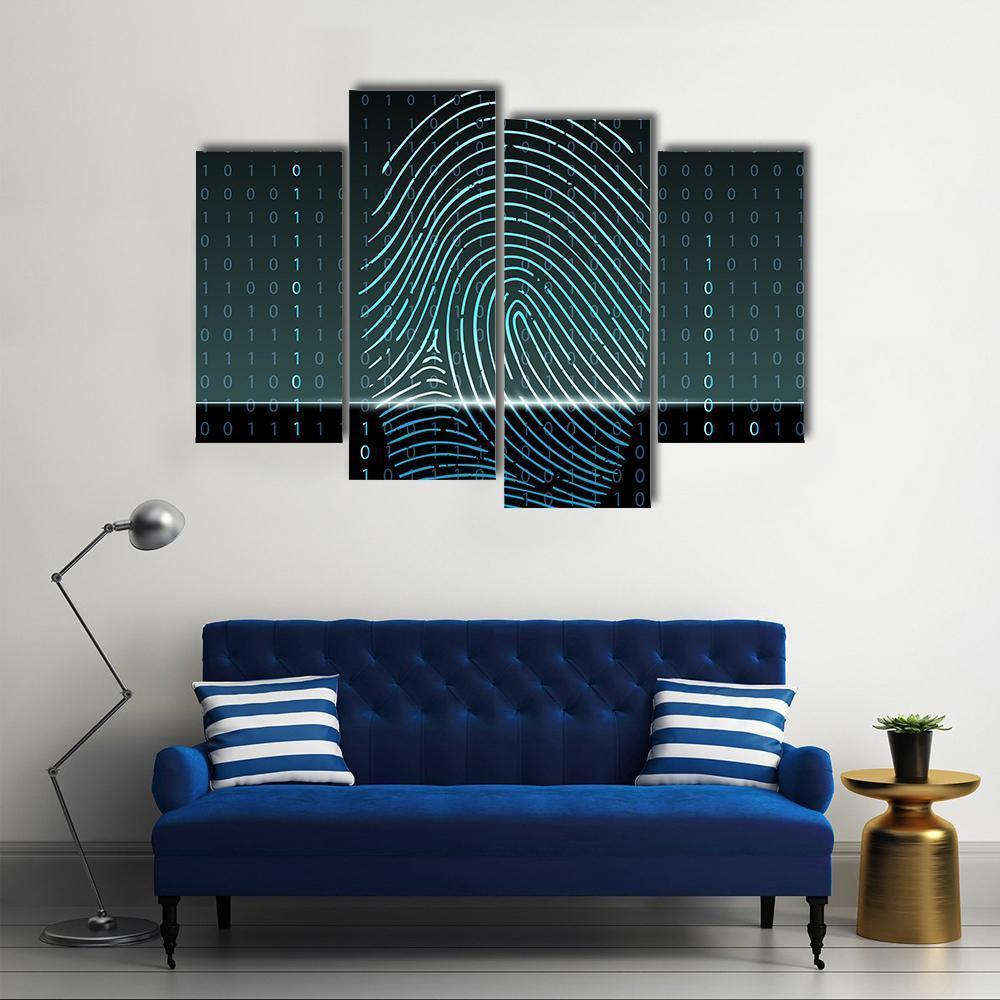 Fingerprint Scan Canvas Wall Art-4 Pop-Gallery Wrap-50" x 32"-Tiaracle