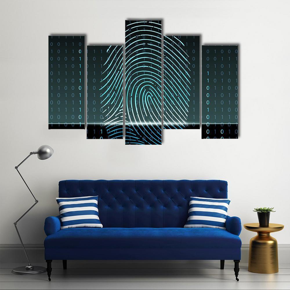 Fingerprint Scan Canvas Wall Art-5 Pop-Gallery Wrap-47" x 32"-Tiaracle