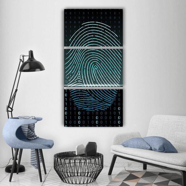 Fingerprint Scan Vertical Canvas Wall Art-3 Vertical-Gallery Wrap-12" x 25"-Tiaracle