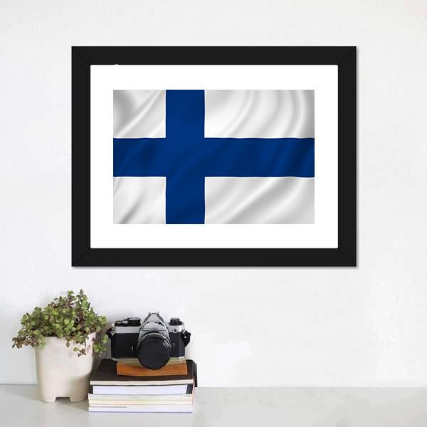 Finland Flag Canvas Wall Art-1 Piece-Framed Print-20" x 16"-Tiaracle