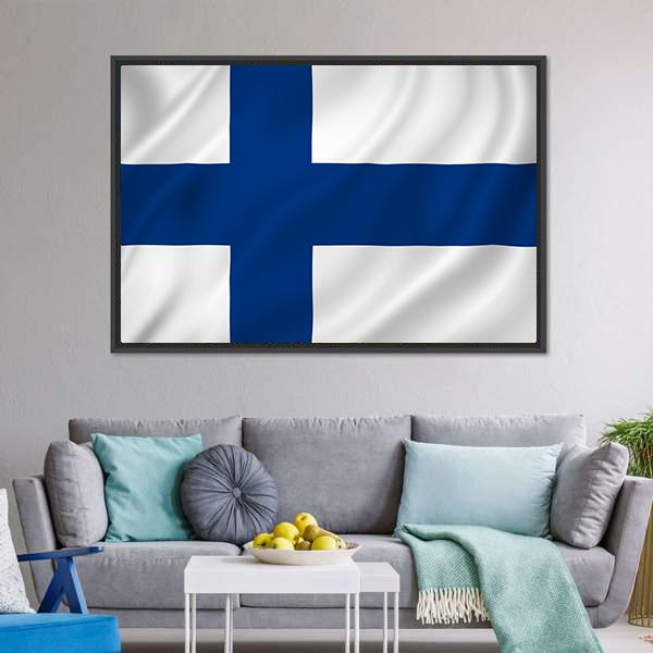 Finland Flag Canvas Wall Art-5 Horizontal-Gallery Wrap-22" x 12"-Tiaracle