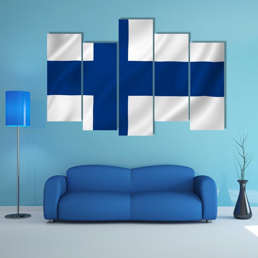 Finland Flag Canvas Wall Art-5 Pop-Gallery Wrap-47" x 32"-Tiaracle