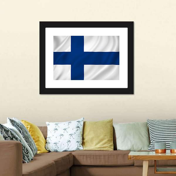 Finland Flag Canvas Wall Art-3 Horizontal-Gallery Wrap-25" x 16"-Tiaracle