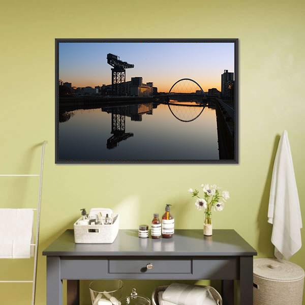 Finneston Crane &amp; Clyde Arc Canvas Wall Art-1 Piece-Floating Frame-24" x 16"-Tiaracle