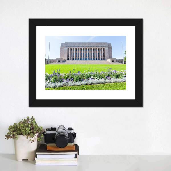 Finnish Parliament House Canvas Wall Art-1 Piece-Framed Print-20" x 16"-Tiaracle
