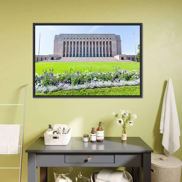 Finnish Parliament House Canvas Wall Art-1 Piece-Floating Frame-24" x 16"-Tiaracle