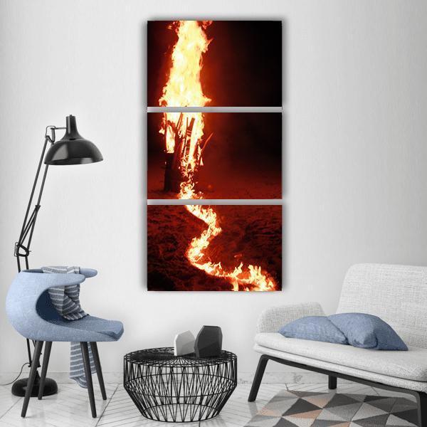 Fire On Beach Sand Vertical Canvas Wall Art-3 Vertical-Gallery Wrap-12" x 25"-Tiaracle