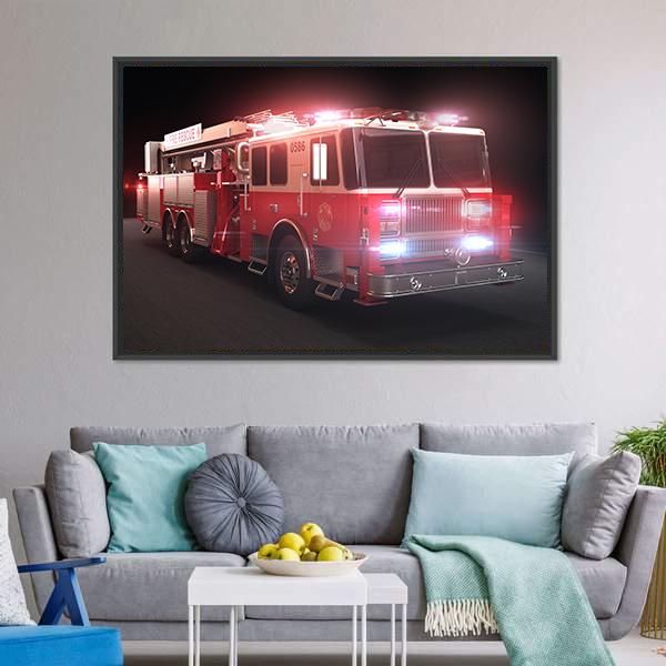 Fire Truck Canvas Wall Art-5 Horizontal-Gallery Wrap-22" x 12"-Tiaracle