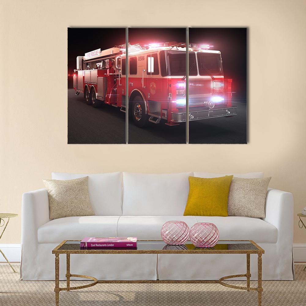 Fire Truck Canvas Wall Art-3 Horizontal-Gallery Wrap-37" x 24"-Tiaracle