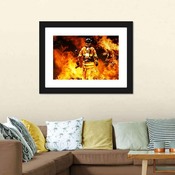 Firefighter Canvas Wall Art-5 Horizontal-Gallery Wrap-22" x 12"-Tiaracle