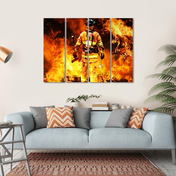 Firefighter Canvas Wall Art-4 Horizontal-Gallery Wrap-34" x 24"-Tiaracle