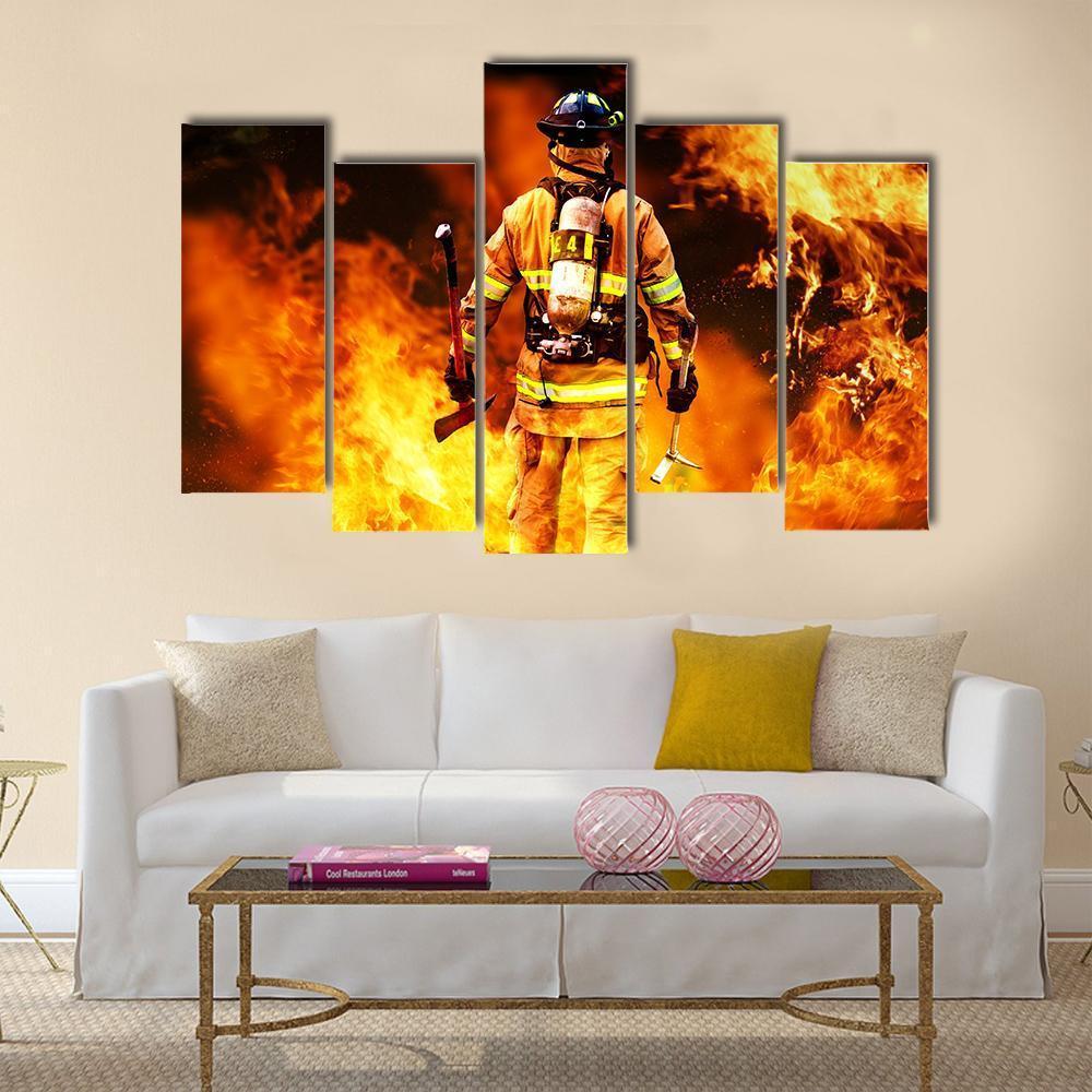 Firefighter Canvas Wall Art-5 Pop-Gallery Wrap-47" x 32"-Tiaracle