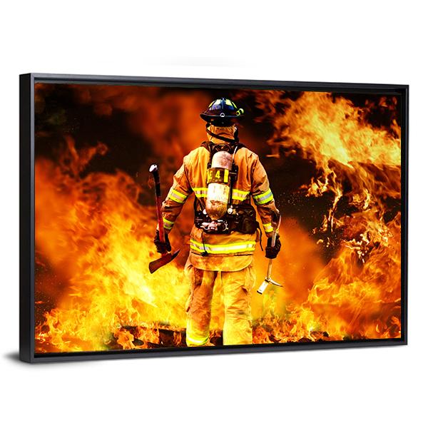 Firefighter Canvas Wall Art-3 Horizontal-Gallery Wrap-25" x 16"-Tiaracle