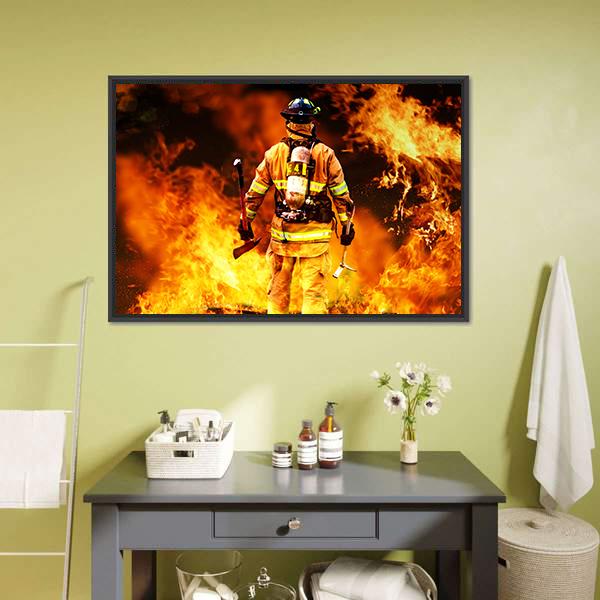 Firefighter Canvas Wall Art-1 Piece-Floating Frame-24" x 16"-Tiaracle