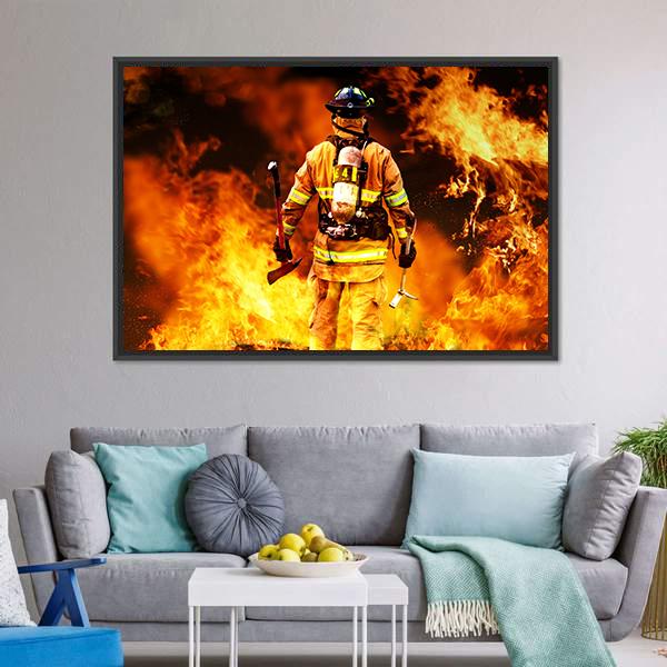 Firefighter Canvas Wall Art-3 Horizontal-Gallery Wrap-25" x 16"-Tiaracle