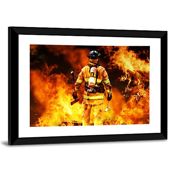Firefighter Canvas Wall Art-3 Horizontal-Gallery Wrap-25" x 16"-Tiaracle