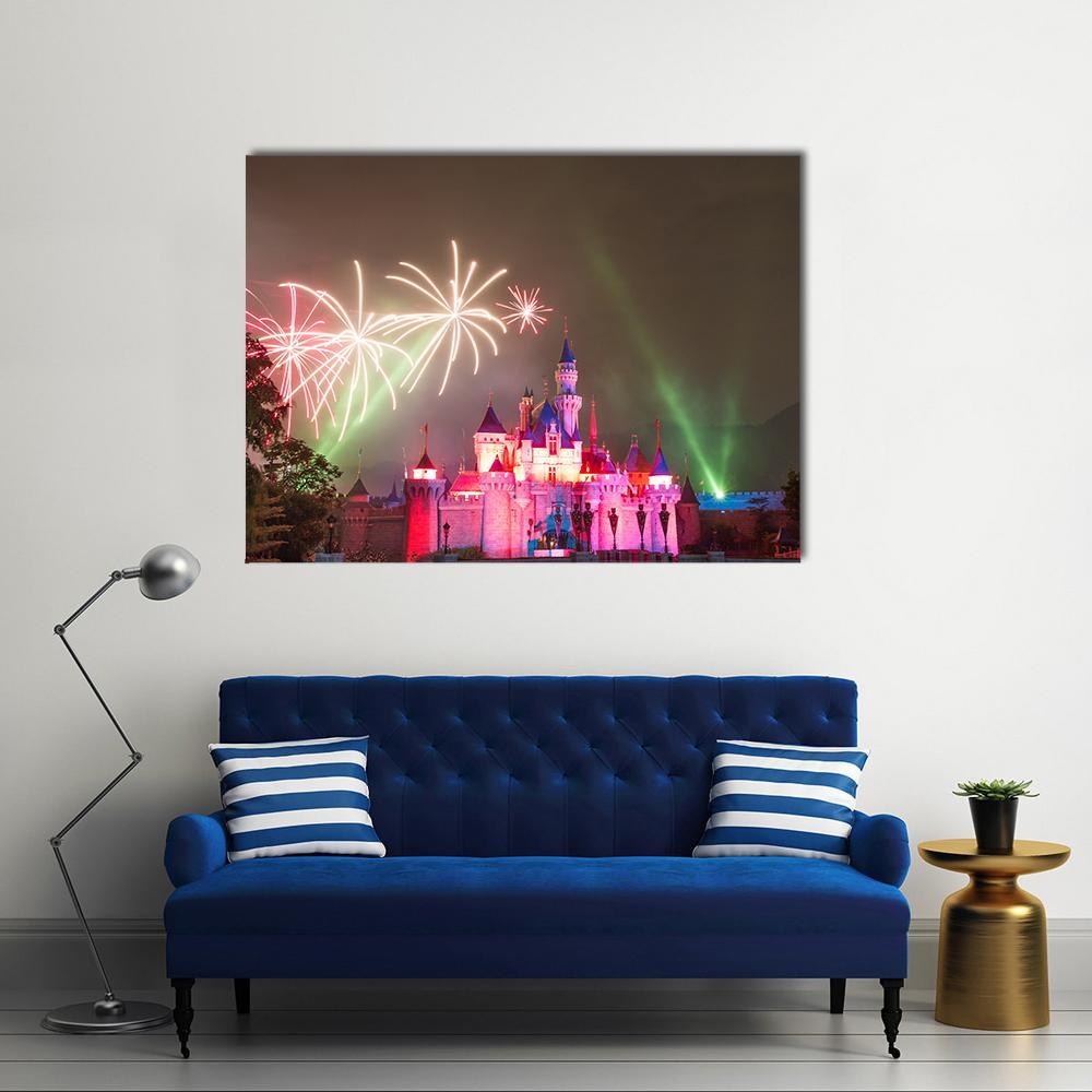 Firework At Disneyland Canvas Wall Art-1 Piece-Gallery Wrap-36" x 24"-Tiaracle