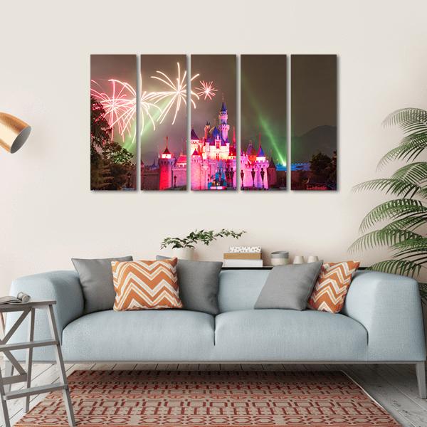 Firework At Disneyland Canvas Wall Art-5 Horizontal-Gallery Wrap-22" x 12"-Tiaracle