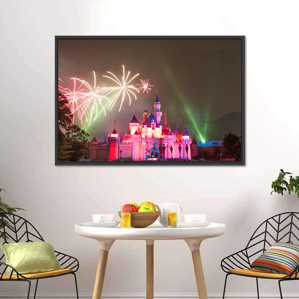 Firework At Disneyland Canvas Wall Art-5 Horizontal-Gallery Wrap-22" x 12"-Tiaracle