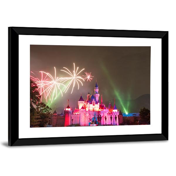 Firework At Disneyland Canvas Wall Art-5 Horizontal-Gallery Wrap-22" x 12"-Tiaracle