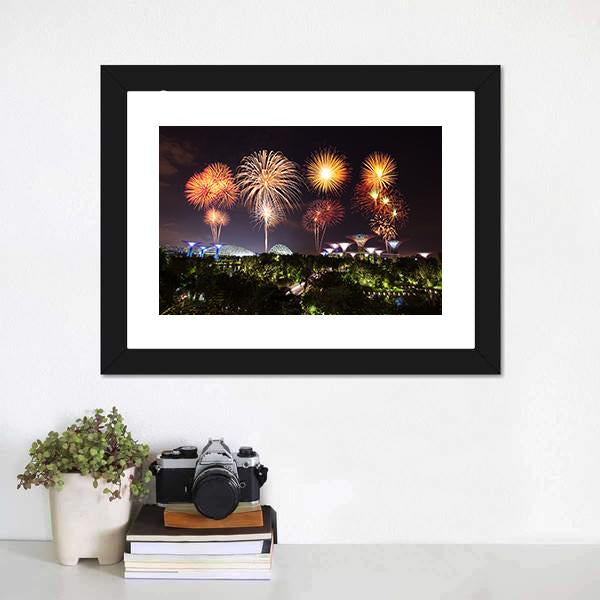 Firework Over Gardens Canvas Wall Art-1 Piece-Framed Print-20" x 16"-Tiaracle