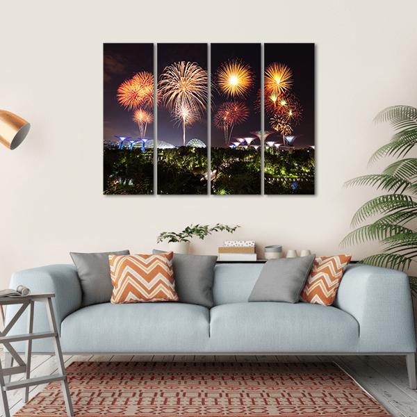 Firework Over Gardens Canvas Wall Art-4 Horizontal-Gallery Wrap-34" x 24"-Tiaracle