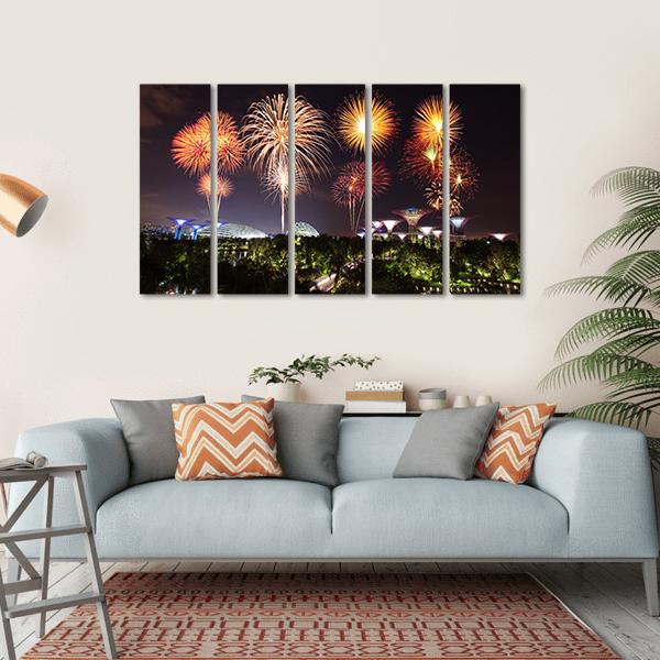 Firework Over Gardens Canvas Wall Art-5 Horizontal-Gallery Wrap-22" x 12"-Tiaracle