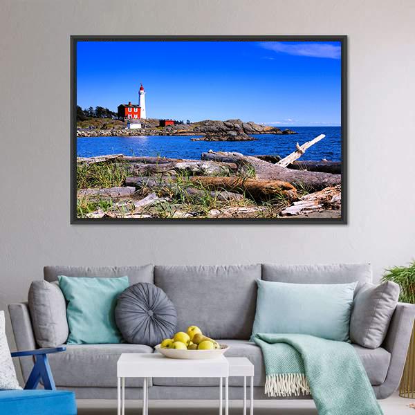 Fisgard Lighthouse Canada Canvas Wall Art-3 Horizontal-Gallery Wrap-25" x 16"-Tiaracle