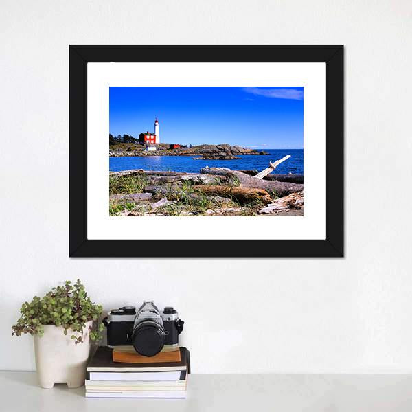 Fisgard Lighthouse Canada Canvas Wall Art-1 Piece-Framed Print-20" x 16"-Tiaracle