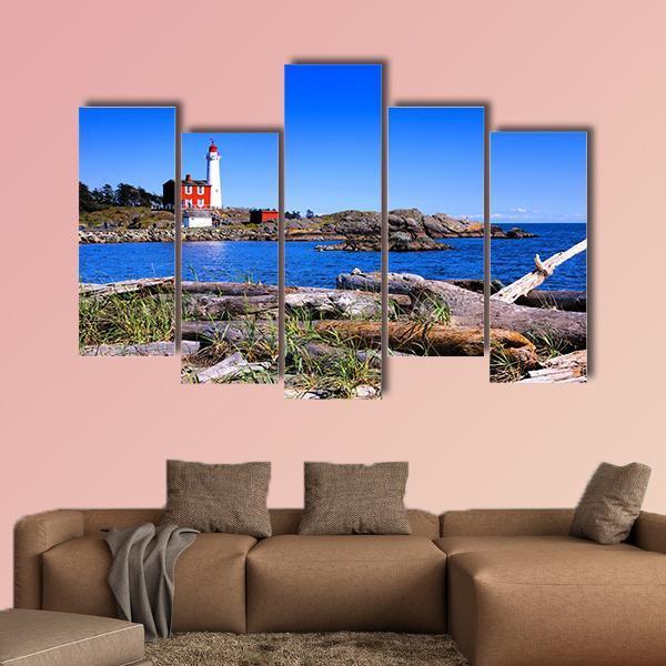 Fisgard Lighthouse Canada Canvas Wall Art-5 Pop-Gallery Wrap-47" x 32"-Tiaracle