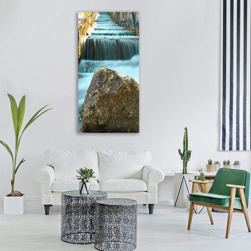 Fish Ladder And Barrage River Lech Stone Vertical Canvas Wall Art-1 Vertical-Gallery Wrap-12" x 24"-Tiaracle