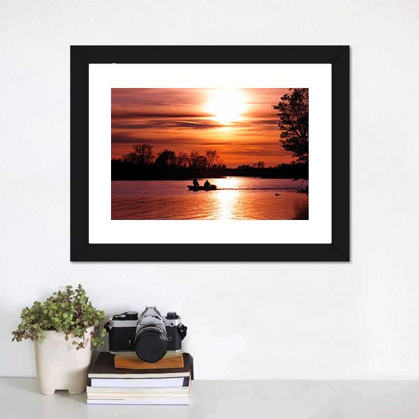 Fishing At Sunset On Waller Canvas Wall Art-1 Piece-Framed Print-20" x 16"-Tiaracle