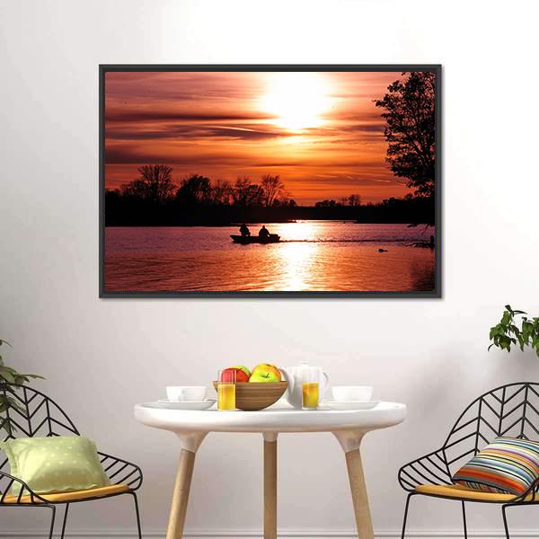 Fishing At Sunset On Waller Canvas Wall Art-5 Horizontal-Gallery Wrap-22" x 12"-Tiaracle