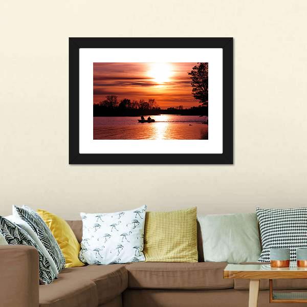 Fishing At Sunset On Waller Canvas Wall Art-5 Horizontal-Gallery Wrap-22" x 12"-Tiaracle