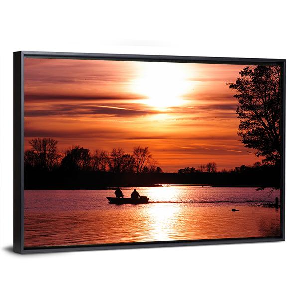 Fishing At Sunset On Waller Canvas Wall Art-5 Horizontal-Gallery Wrap-22" x 12"-Tiaracle