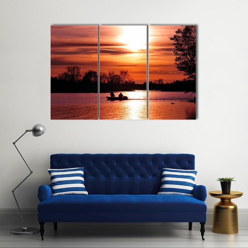 Fishing At Sunset On Waller Canvas Wall Art-3 Horizontal-Gallery Wrap-37" x 24"-Tiaracle