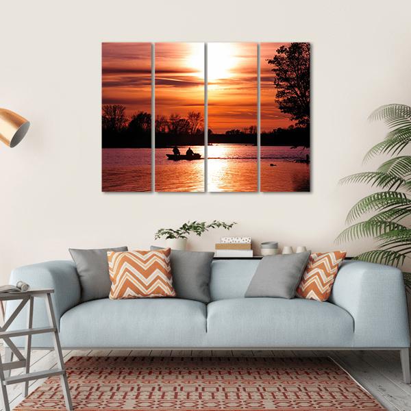 Fishing At Sunset On Waller Canvas Wall Art-4 Horizontal-Gallery Wrap-34" x 24"-Tiaracle