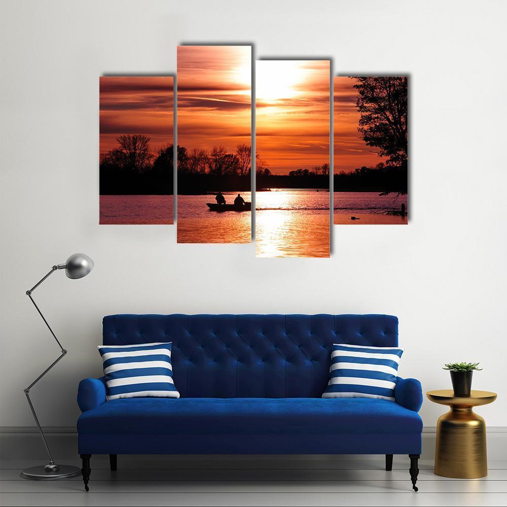 Fishing At Sunset On Waller Canvas Wall Art-4 Pop-Gallery Wrap-50" x 32"-Tiaracle