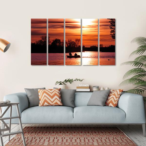 Fishing At Sunset On Waller Canvas Wall Art-5 Horizontal-Gallery Wrap-22" x 12"-Tiaracle