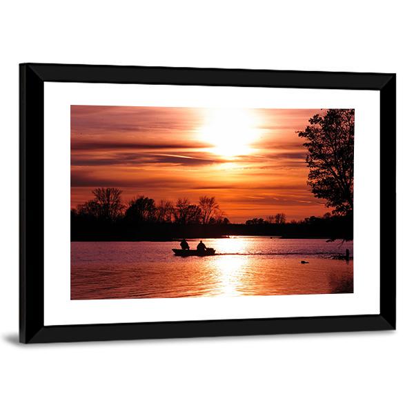 Fishing At Sunset On Waller Canvas Wall Art-3 Horizontal-Gallery Wrap-25" x 16"-Tiaracle
