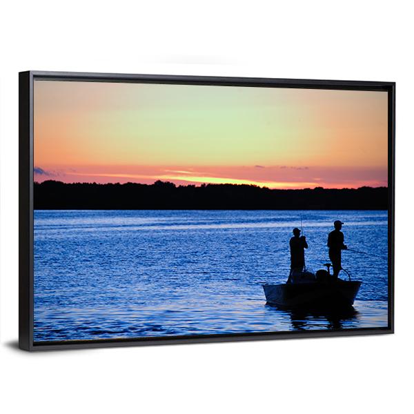 Fishing At Sunset Wisconsin Canvas Wall Art-3 Horizontal-Gallery Wrap-25" x 16"-Tiaracle
