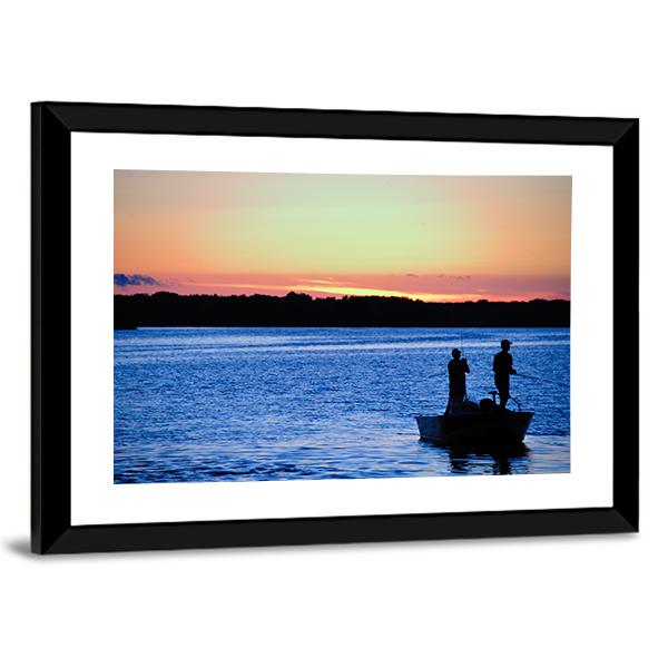 Fishing At Sunset Wisconsin Canvas Wall Art-3 Horizontal-Gallery Wrap-25" x 16"-Tiaracle