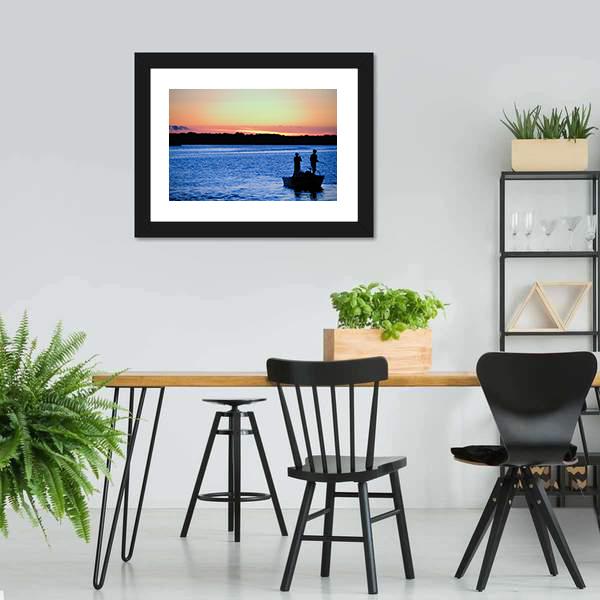 Fishing At Sunset Wisconsin Canvas Wall Art-3 Horizontal-Gallery Wrap-25" x 16"-Tiaracle