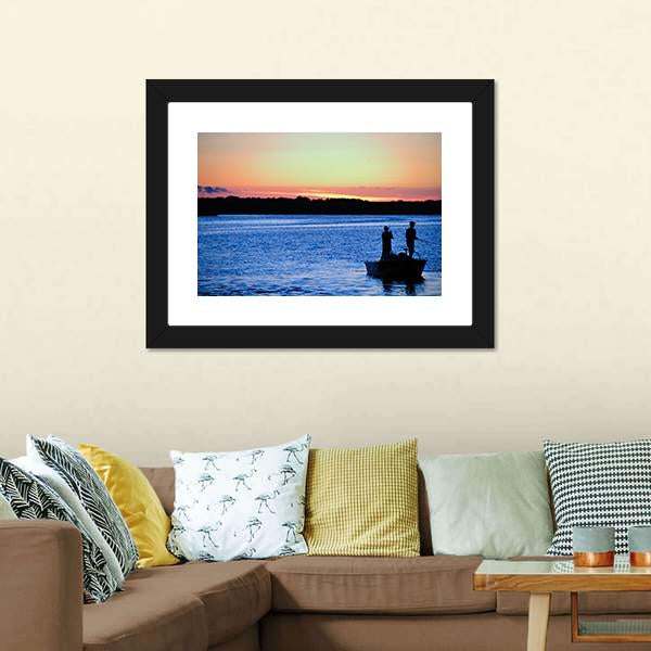 Fishing At Sunset Wisconsin Canvas Wall Art-3 Horizontal-Gallery Wrap-25" x 16"-Tiaracle